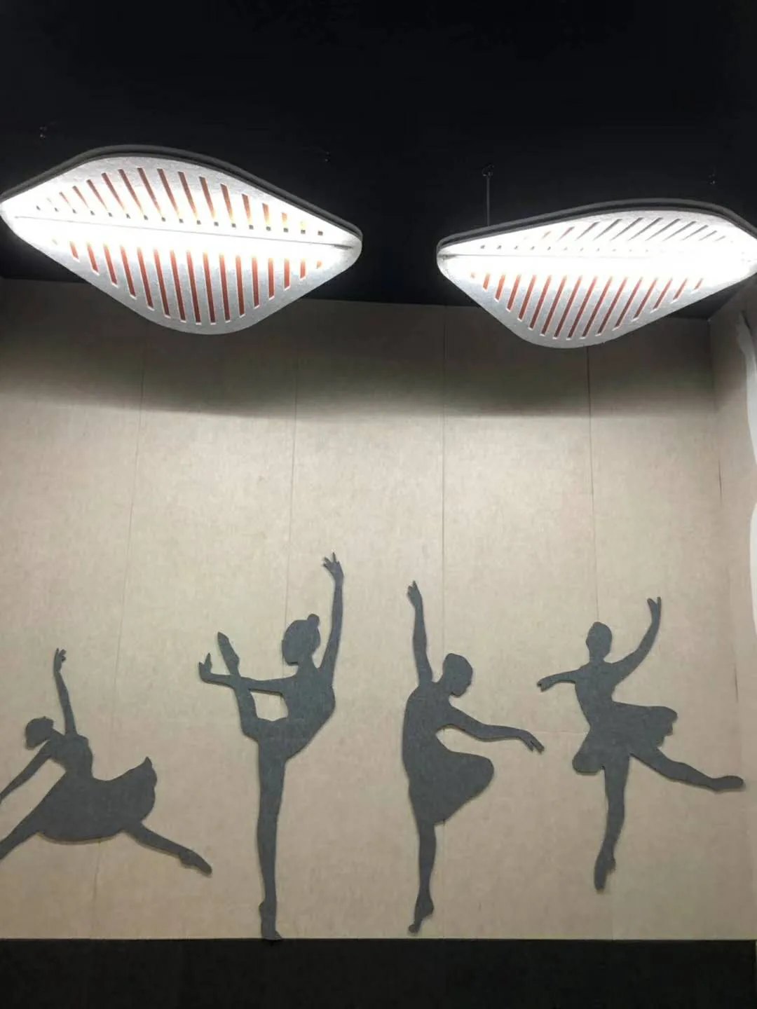 Acoustic wall panels in a dance studio