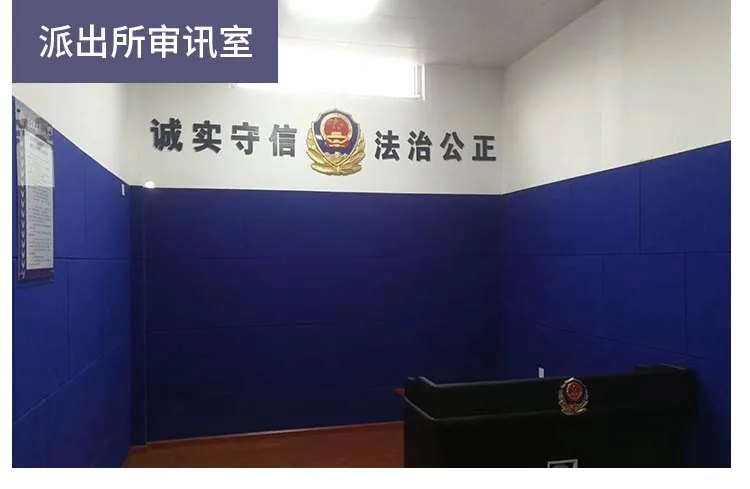 Sound-absorbing panels in a recording and interview room