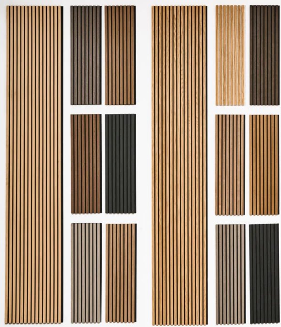 Wood slat acoustic panel color options
