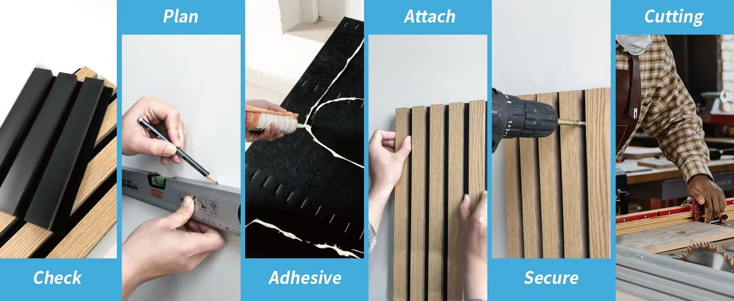 Installing wood slat acoustic panels