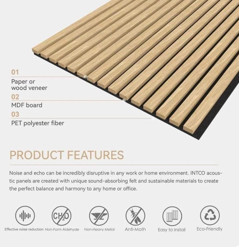 Wood slat acoustic panel wall