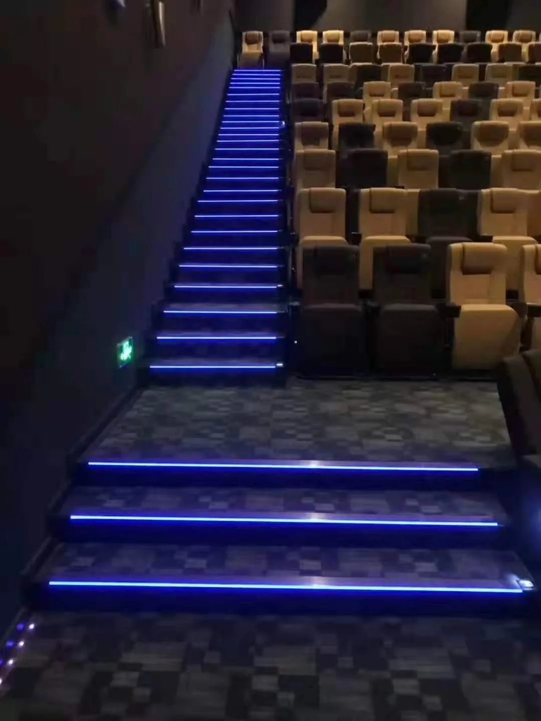 Light step installed on cinema stairs